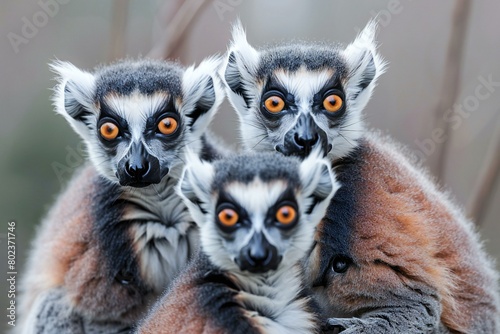 Ring-tailed lemur (Lemur catta) family photo