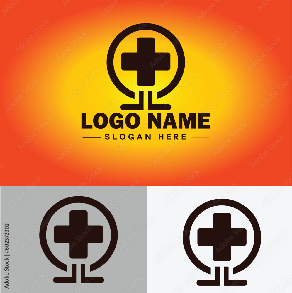 Obraz premium Hospital logo icon healthcare medical building logo modern flat business vector logo