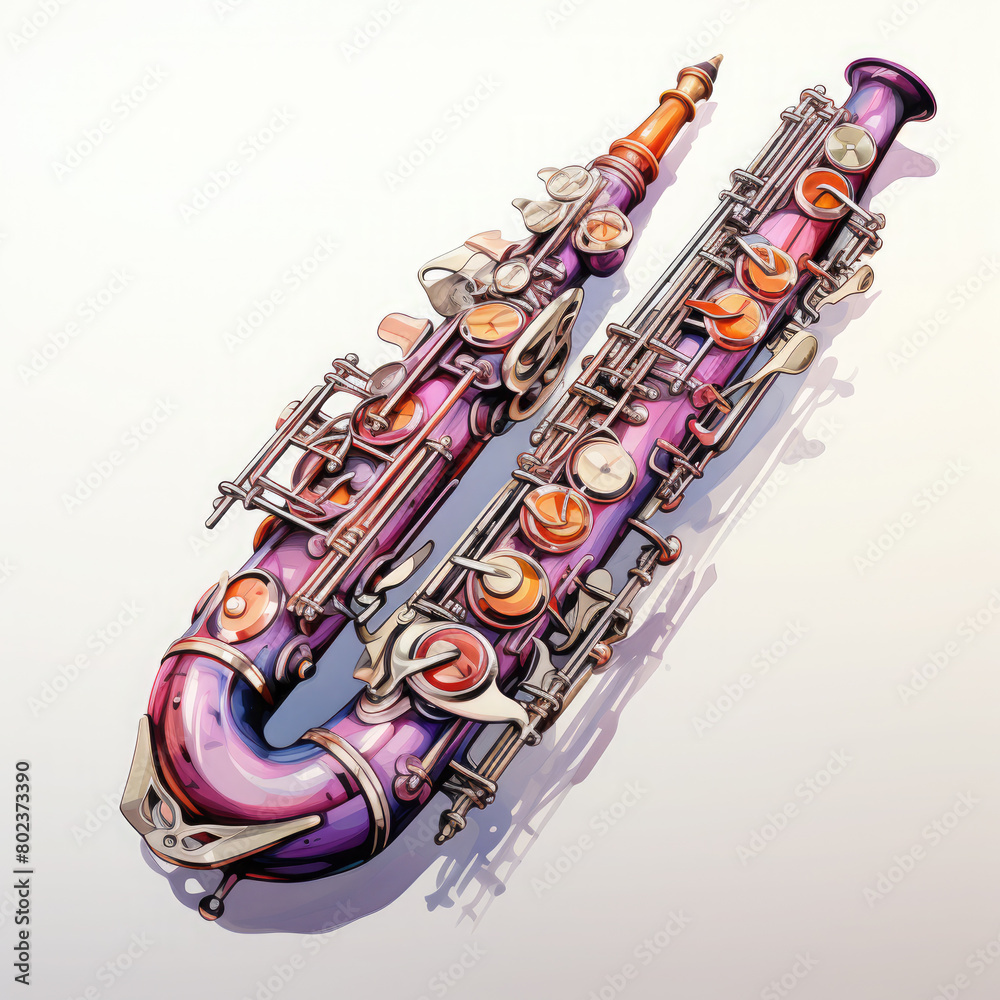Obraz premium Watercolor English Horn Illustration, Generative Ai