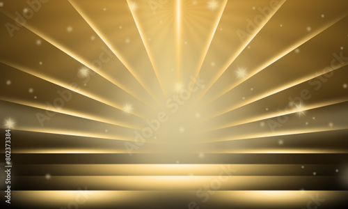 abstract background with golden shining rays