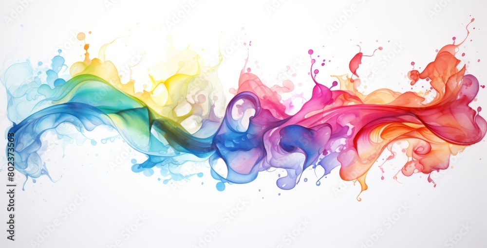 Watercolor wave flow gradient border drop abstract on white background