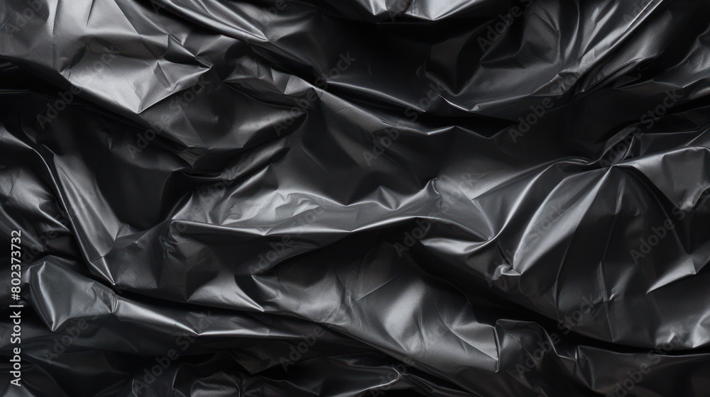Wrinkled plastic wrap Garbage bag texture on a black background Wrinkled plastic wrap Garbage bag texture on a black background