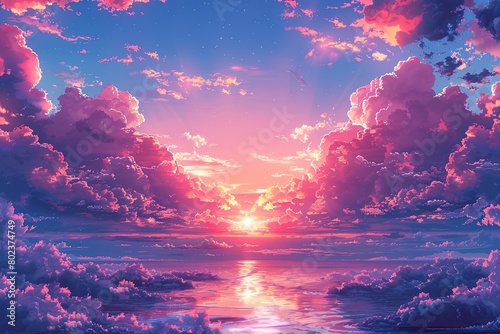 colorful  background  pink  white clouds