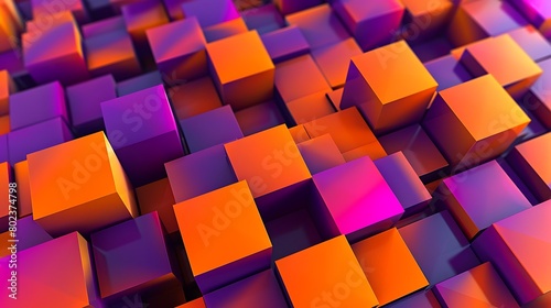 Abstract background with orange and purple color cubes for design brochure