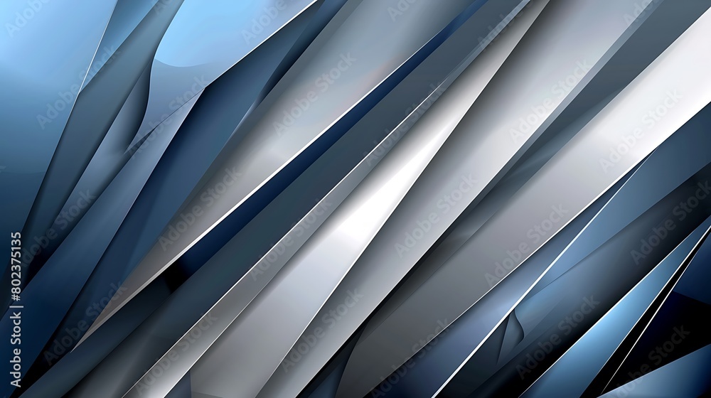 Obraz premium Abstract blue silver gradient geometric overlap shape background