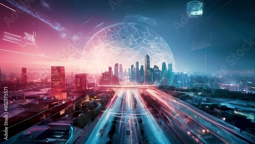 Futuristic Cityscape with Advanced Technology