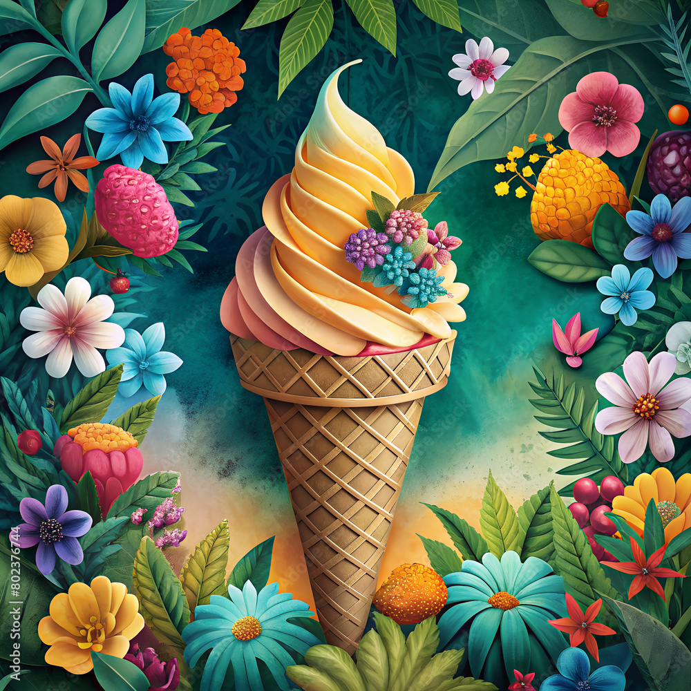 Ice Cream with Flowers