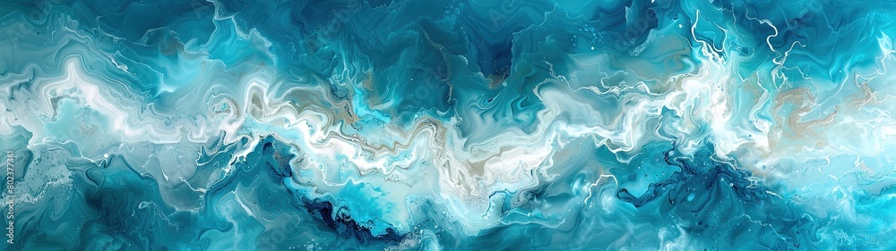 Liquid abstract background banner white and cyan