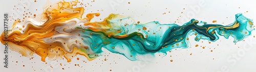Liquid abstract background banner cyan white and orange © pengedarseni