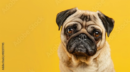 Cute pug dog looking at the camera, suitable for pet-related designs
