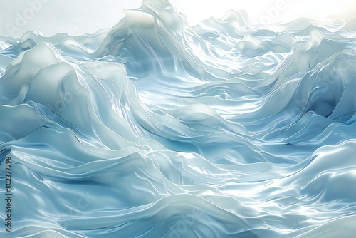 Abstract blue background with waves, rendering, illustration