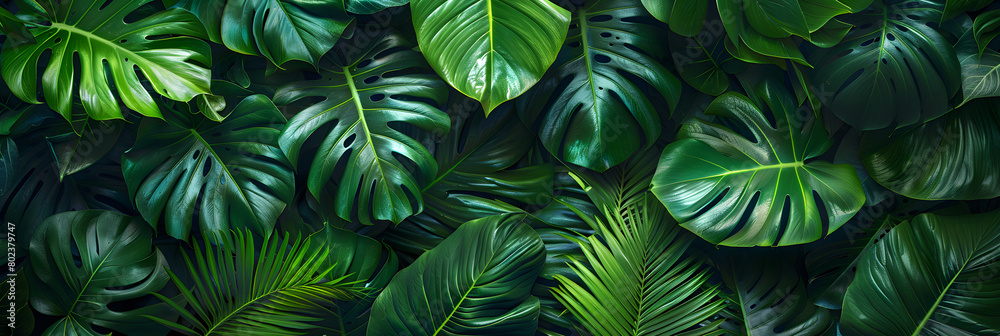 A tropical leaves background with a green floral pattern, suitable for nature-themed designs, summer promotions, or vacation-themed events. A tropical leaves background with a green floral pattern, suitable for nature-themed designs, summer promotions, or vacation-themed events.