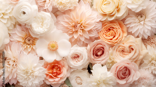 White and pink assorted flowers background