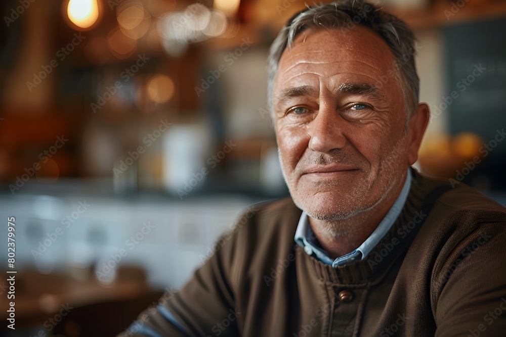 Mature Man with Thoughtful Expression in Warm Blurred Setting Portrait of Resilience and Survival Mature Man with Thoughtful Expression in Warm Blurred Setting Portrait of Resilience and Survival