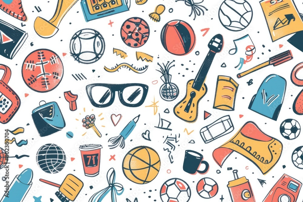 A collection of different items on a plain white background. Suitable for various concepts A collection of different items on a plain white background. Suitable for various concepts