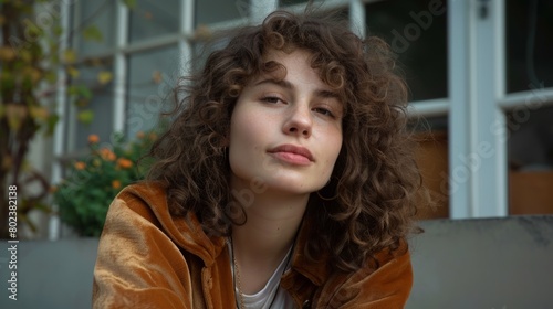 Wallpaper Mural Adult White Woman with Brown Curly Hair 1990s style Illustration. Torontodigital.ca