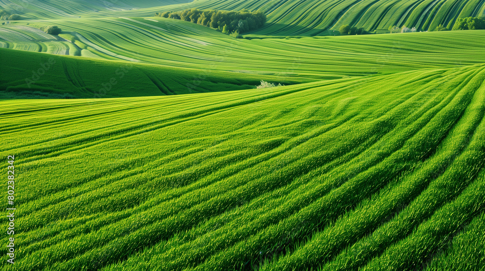 Сalming bird's eye view of pattern on green fields Сalming bird's eye view of pattern on green fields