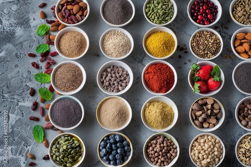 Table With Assorted Food Bowls