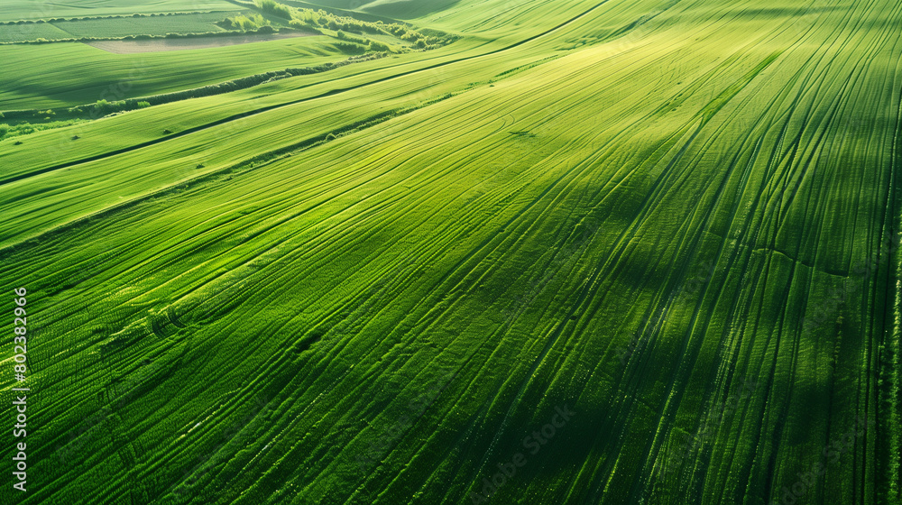 Сalming bird's eye view of pattern on green fields Сalming bird's eye view of pattern on green fields