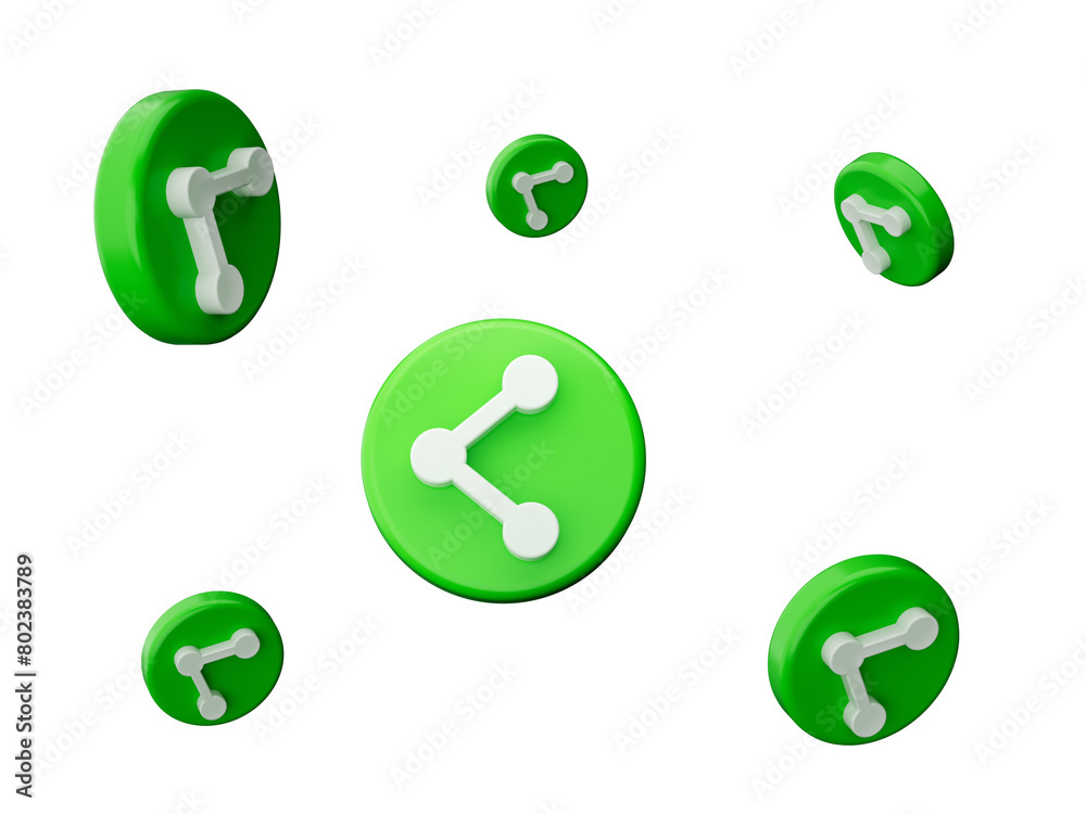 Green share icon 3d illustration Green share icon 3d illustration
