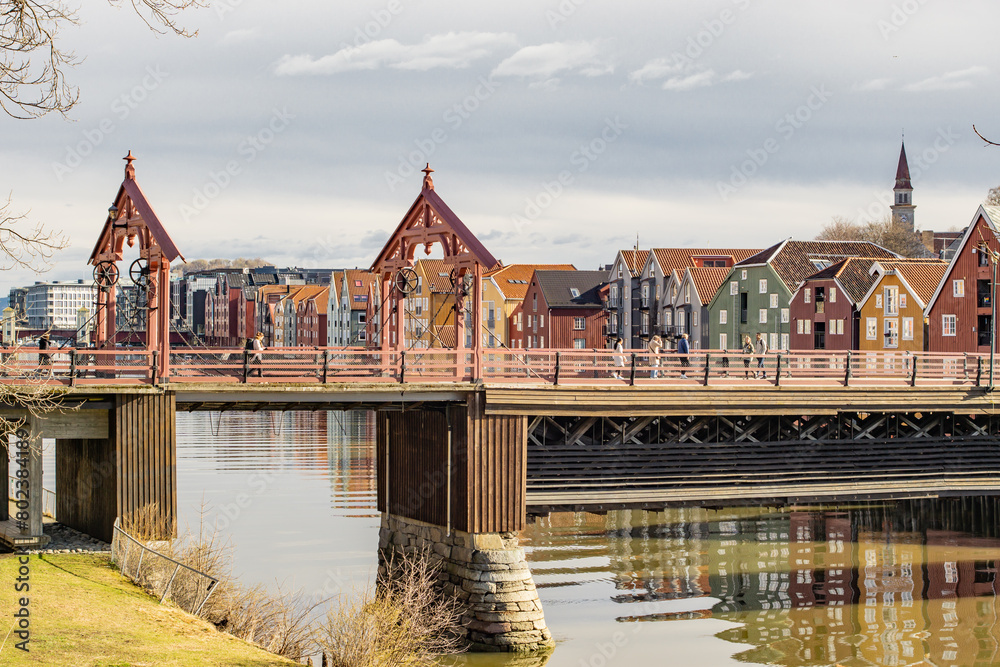 the view of Trondheim town in Norway