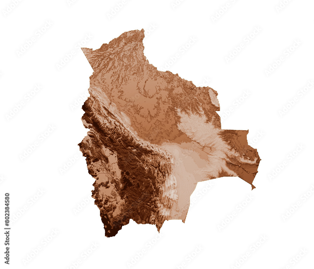 Map of Bolivia in old style, brown graphics in a retro style Vintage Style. High detailed 3d illustration