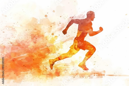 The clean watercolor depiction of an athlete s induction into the hall of fame  a career s worth of achievements honored  Clipart minimal watercolor isolated on white background