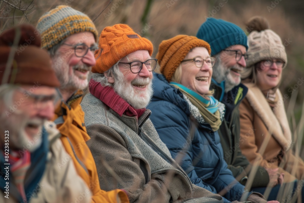 Portrait of a group of senior people outdoors in the countryside.