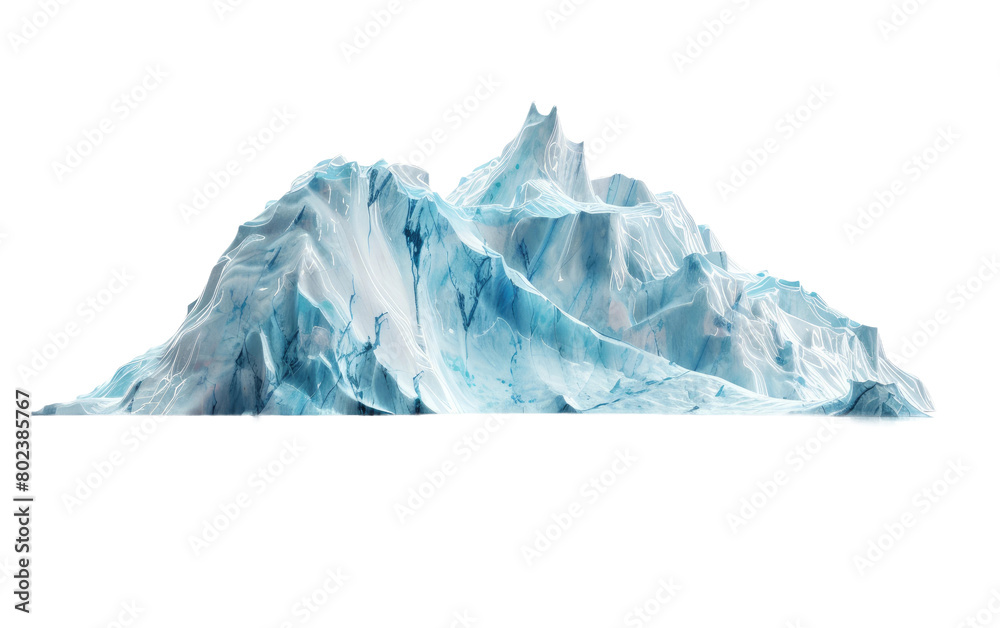 Oceanic Ice: Spectacular Icebergs on the Move on white background.