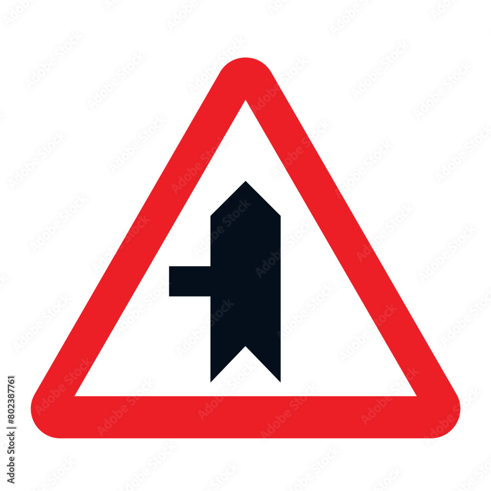 DANGER TRAFFIC SIGNS OF SPAIN, P-1b - Intersection with priority on road on the left DANGER TRAFFIC SIGNS OF SPAIN, P-1b - Intersection with priority on road on the left