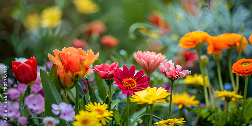 beautiful flowers in garden Dahlia flower bouquet beautiful spectacular flower arrangement background Colorful dahlia flowers Capturing the beauty of nature with dew drops Set against a rustic garden 