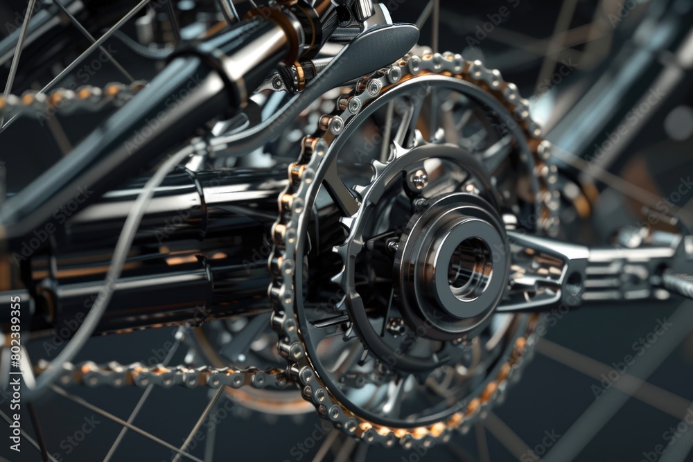 Fototapeta premium Detailed view of a bicycle chain, perfect for illustrating mechanics