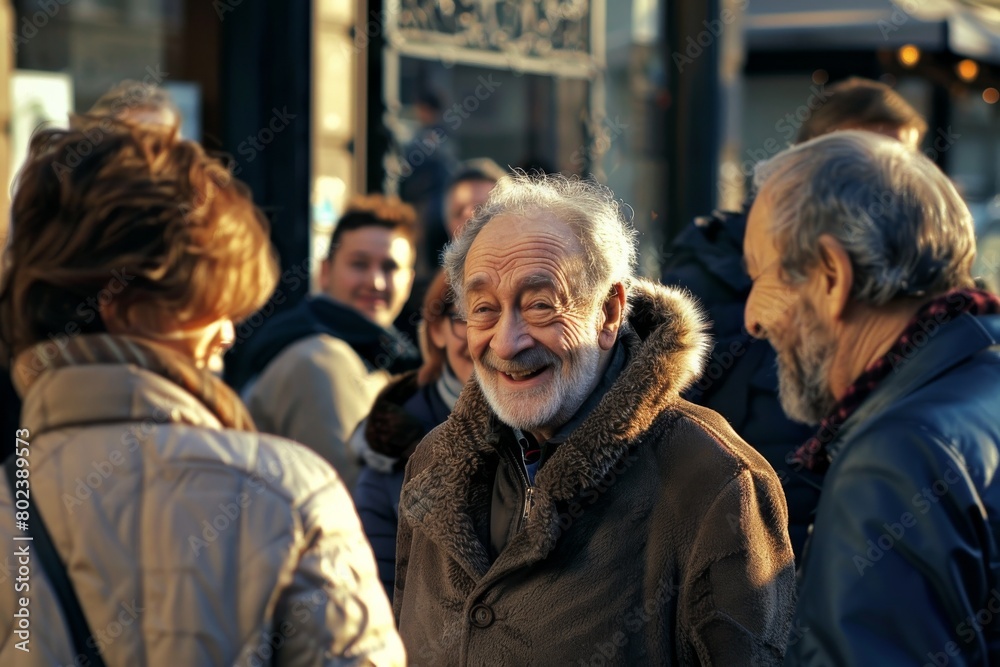 Elderly people walking on the street in Zurich, Switzerland