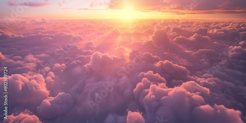 beautiful sunset sky above clouds with a dramatic view, showcasing colorful clouds in the sky with a nature background at sunrise photo