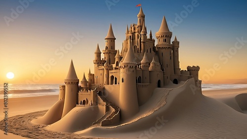 Sand castle in the beach photo