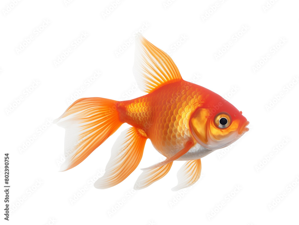 A single goldfish gliding in a glass bowl filled with water, embodying simplicity and elegance. Generative AI