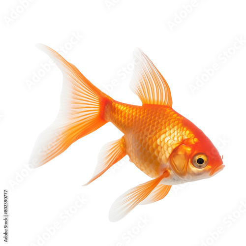 A single goldfish gliding in a glass bowl filled with water, embodying simplicity and elegance. Generative AI