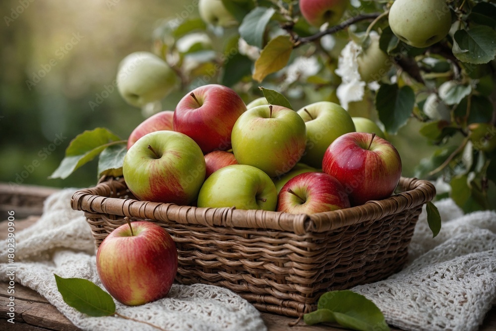 Image of Fresh Apples in a Basket Image of Fresh Apples in a Basket
