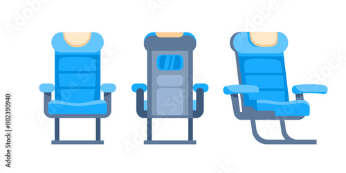 Airplane armchairs. Armchair or stool. Plane transport interior. Aircraft seats