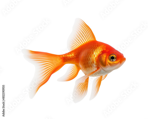 A single goldfish gliding in a glass bowl filled with water, embodying simplicity and elegance. Generative AI