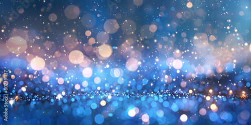 Blue glitter and gold lights bokeh abstract background defocused holiday concept Luxurious blue backdrop gold glitter bokeh sparkles Christmas New Year and birthdays essence of party elegance