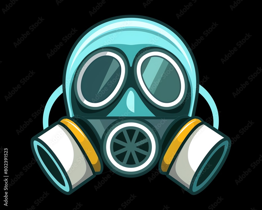 Vector icon of a respirator mask, detailed filter design, for ...