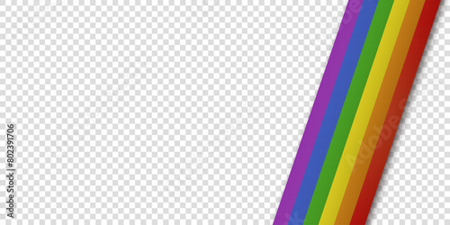 Lgbt Pride History Month color background with copy space for text. Vector illustration. Abstract geometric red, orange, yellow, green, blue and purple ribbon lgbtq color transparent background.