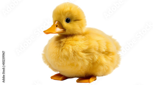 Fluffy Stuffed Duck Toy on transparence background photo