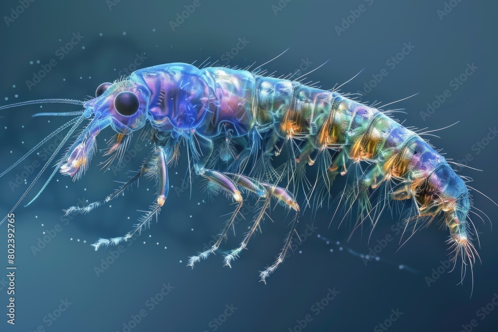 A close up of a colorful animal on a blue background. Perfect for wildlife or animal-themed designs A close up of a colorful animal on a blue background. Perfect for wildlife or animal-themed designs