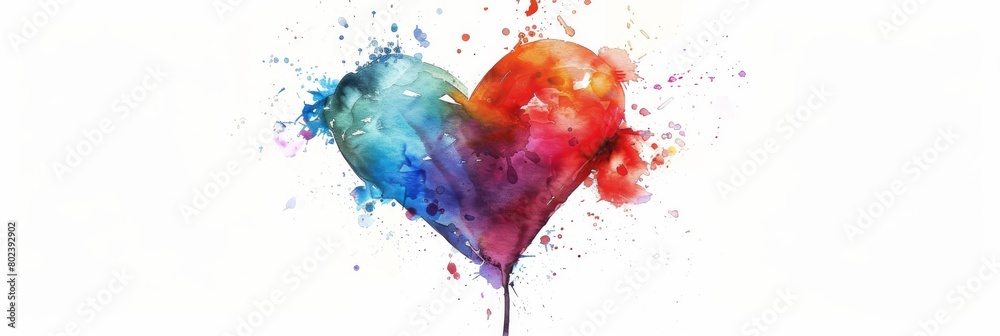 Fototapeta premium Watercolor Heart Isolated, Love Splash Symbol, Generative AI Illustration