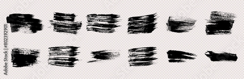 Set of black grunge brush strokes