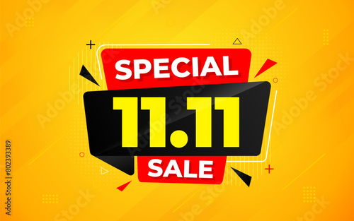 11 11 Sale Banner Promotion Template.  stock clearance background. end of year banner template design for web or social media, Sale special offer. abstract vector design.