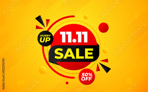 11 11 Sale Banner Promotion Template.  stock clearance background. end of year banner template design for web or social media, Sale special offer. abstract vector design.