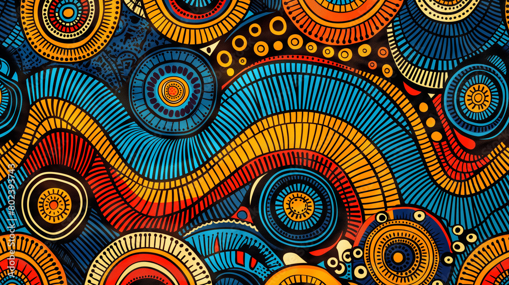 abstract background, African patterns blue, orange, green, turquoise abstract background, African patterns blue, orange, green, turquoise